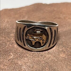 Zuni Silver Bear Design Ring